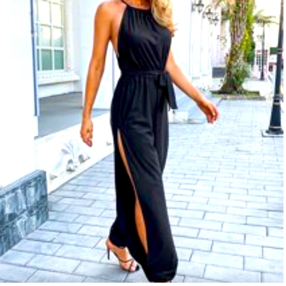 Open leg black Jumpsuit